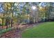 A lush green backyard with trees offers shade and privacy to this property at 3337 Camens Way, Buford, GA 30519