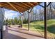 Covered outdoor patio with comfortable lounge chairs and access to the expansive lawn, perfect for relaxation at 4835 Fields Bridge Rd, Cumming, GA 30028