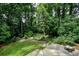 Serene backyard with stone pathway, patio, and lush greenery, perfect for outdoor relaxation at 3776 N Stratford Ne Rd, Atlanta, GA 30342