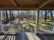 Beautiful backyard view from the porch, showcasing a serene landscape with mature trees and lush greenery at 5834 Heardsville Rd, Cumming, GA 30028