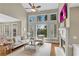 Bright living room featuring large windows, a fireplace, and comfortable seating at 611 Vinings Estates Se Dr, Smyrna, GA 30126