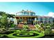 Beautiful botanical garden with a unique glass building and manicured landscaping with swirling patterns at 3292 Lions Ruby Ln, Atlanta, GA 30349