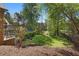 Beautifully landscaped backyard with lush greenery, garden, and fence at 9985 High Falls Pointe, Johns Creek, GA 30022