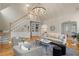 Bright living room with high ceilings, hardwood floors, stylish furnishings, a staircase and arched entryway at 9985 High Falls Pointe, Johns Creek, GA 30022