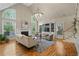 Spacious living room with high ceilings, fireplace, large windows, hardwood floors and stylish furnishings at 9985 High Falls Pointe, Johns Creek, GA 30022