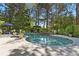 Backyard features an in-ground pool, spa, stone waterfall, and manicured landscaping at 9985 High Falls Pointe, Johns Creek, GA 30022