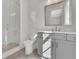 Contemporary bathroom with a glass shower, toilet, and gray vanity at 103 Candler Loop, Acworth, GA 30101