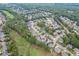 A lovely aerial view of a neighborhood with mature trees, manicured lawns and traditional two-story homes at 1718 Autumn Sage Dr, Dacula, GA 30019