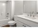 Well-lit bathroom featuring a sleek vanity, modern fixtures, and a shower-tub combo; designed for comfort at 363 Riverwood Pass, Dallas, GA 30157