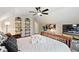 Comfortable bedroom with a ceiling fan, shelving, and a TV at 6935 York Pl, Cumming, GA 30040