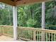 Wooden back deck with a view of a lush, green forest behind the property at 30 Riverrock Trl, Dallas, GA 30157