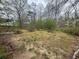 View of the spacious backyard with brick landscaping and trees at 1430 Country Lane Ne Dr, Conyers, GA 30012