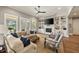Bright living room with a cozy fireplace and lovely backyard views at 3669 High Green Dr, Marietta, GA 30068