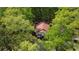 Aerial view of a secluded home nestled amongst lush trees, offering privacy and tranquility at 5 Colonial Club Se Dr, Acworth, GA 30102