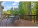 Spacious wooden deck with outdoor seating and views of the backyard at 4005 Saddlebrook Creek Dr, Marietta, GA 30060
