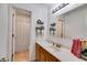 Bathroom with a granite countertop vanity, tile floors, and neutral walls at 105 Ruff Harris Dr, Dallas, GA 30157