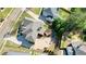 Aerial view of landscaped property showing patio, pergola and yard in a residential neighborhood at 302 Grant Ct, Canton, GA 30114