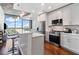 Modern kitchen features a breakfast bar, stainless steel appliances, and an open layout with city views at 400 W West Peachtree Nw St, Atlanta, GA 30308