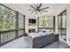 Inviting screened porch with outdoor seating, fireplace, and scenic views at 555 E Wesley Ne Rd, Atlanta, GA 30305