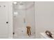Modern shower with glass door, subway tile, and mosaic flooring at 1450 N Morningside Ne Dr, Atlanta, GA 30306