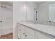 Bathroom featuring granite countertop vanity, tile floors, and tub with shower at 806 Relic Rdg, Hampton, GA 30228