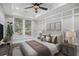 Elegant bedroom with decorative wall panels, a ceiling fan, and large windows at 1934 Pinedale Pl, Decatur, GA 30032