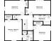 Floor plan illustrating the layout of four bedrooms, two bathrooms and multiple closets at 1606 King Rd, Riverdale, GA 30296