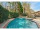 Backyard in-ground pool with a concrete surround and privacy landscaping at 53 Weatherstone Pkwy, Marietta, GA 30068