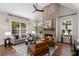 Cozy living area features a stone fireplace, comfortable seating, and ample natural light from large windows at 3895 Overlake Dr, Cumming, GA 30041