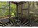Relaxing screened-in porch with comfortable seating and a view of the lush green surroundings at 3895 Overlake Dr, Cumming, GA 30041