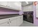 Well-organized laundry room with washer, dryer, countertop, and ample storage cabinets at 4 W Wesley Nw Rdg, Atlanta, GA 30327