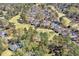 Beautiful aerial view of homes along the golf course, with mature trees and lush green landscaping at 2480 Roxburgh Dr, Roswell, GA 30076