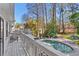 Backyard oasis featuring a private pool, lounge area, and lush landscaping viewed from deck at 2480 Roxburgh Dr, Roswell, GA 30076