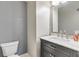 Modern bathroom featuring an elegant vanity with marble countertop and a sleek toilet at 5 Burns View Ct, Lawrenceville, GA 30044