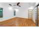 Spacious bedroom featuring hardwood floors, recessed lighting, and a ceiling fan at 1970 Capri Dr, Decatur, GA 30032