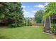 A lush green backyard features a well-maintained lawn and ample space for outdoor activities and gatherings at 6597 River Island Dr, Buford, GA 30518