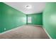 This bedroom has green walls, carpeted floors, a window, and a ceiling light at 3750 Lake Haven Way, Atlanta, GA 30349