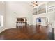 Spacious open-concept living room featuring hardwood floors and a soaring ceiling at 3750 Lake Haven Way, Atlanta, GA 30349