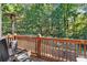 Wooden deck surrounded by trees, with a heater, and comfortable outdoor seating at 482 Pearl Cove Ct, Atlanta, GA 30350