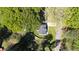 Aerial view of a landscaped property showing roofline, backyard, and surrounding greenery at 308 Reed St, Scottdale, GA 30079
