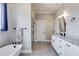 Bathroom with a soaking tub, tiled shower, and double vanity with granite countertops at 340 Taylor Path, Dallas, GA 30157