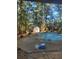 Backyard with covered pool, shed and lots of trees at 3905 Hunters Chase, Conyers, GA 30094
