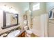 Bathroom featuring a walk-in shower and granite countertops at 837 Forrest Se Cir, Atlanta, GA 30354