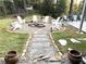Backyard featuring a fire pit with an arrangement of Adirondack chairs on a gravel bed at 4002 Wieuca Ne Rd, Atlanta, GA 30342
