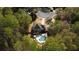 Aerial view of a secluded property surrounded by mature trees and featuring a backyard pool at 1165 Lea Dr, Roswell, GA 30076