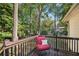 Relaxing back deck with comfortable seating overlooking the backyard at 4535 Forest Green Dr, Sugar Hill, GA 30518
