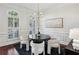 Bright dining area featuring wainscoting detail, modern chandelier, and arched window with plantation shutters at 865 Inman Village Ne Pkwy, Atlanta, GA 30307
