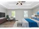 Bright main bedroom features a bed, chair, bureau and two windows overlooking outside at 2590 Carolina Rdg, Riverdale, GA 30296