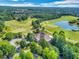 Aerial view of golf course with trees and a lake at 1004 Windermere Xing, Cumming, GA 30041