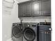 This laundry room features a modern washer and dryer set and cabinets for laundry supplies at 1004 Windermere Xing, Cumming, GA 30041